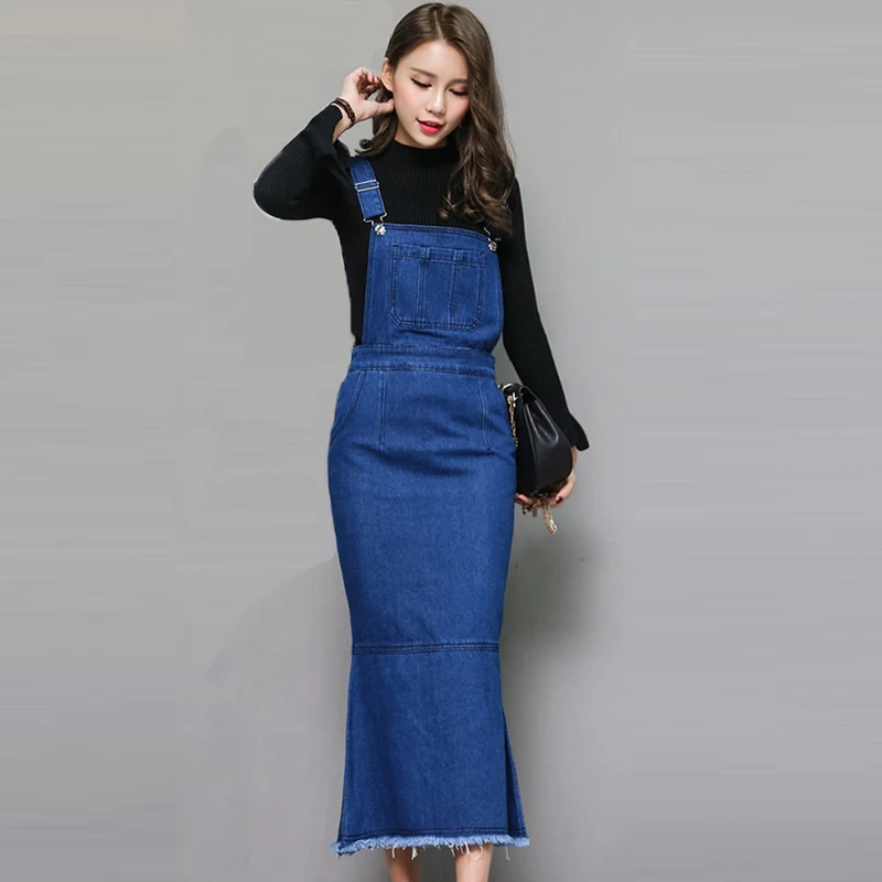 2018 New Spring Sexy Slim Sweet Jeans Mermaid Dress Women Washed Blue Suspender Denim Sundress Denim Overall Dress Free Shipping
2018 New Spring Sexy Slim Sweet Jeans Mermaid Dress Women Washed Blue Suspender Denim Sundress Denim Overall Dress Free Shipping