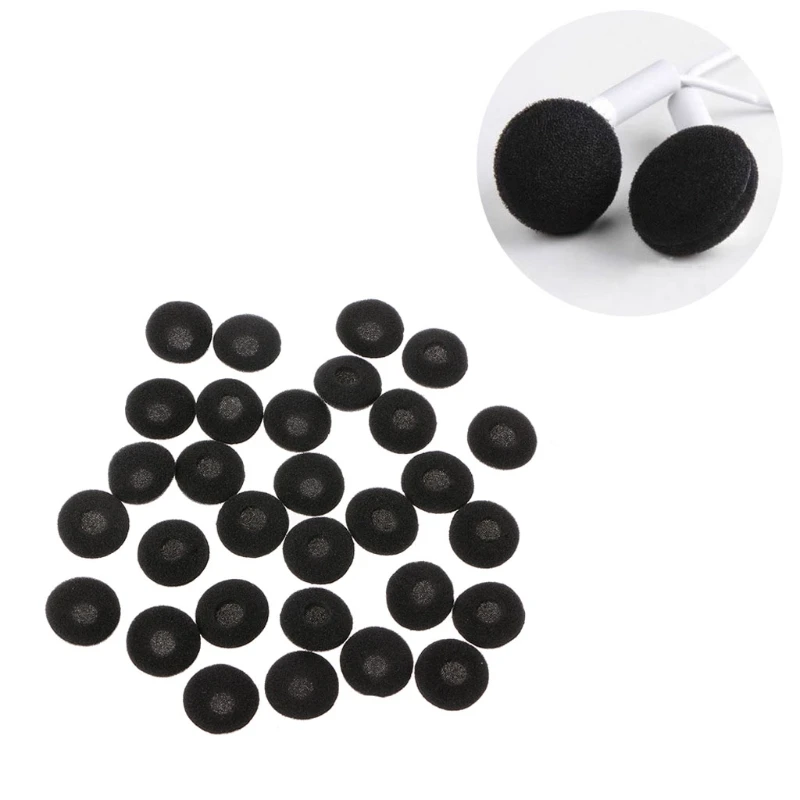 

30Pcs 15mm Soft Sponge Earphone Earbud Pad Covers Replacement For MP3 MP4 Mobile Phone