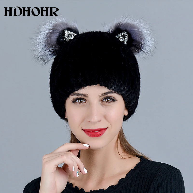 HDHOHR New Fashion Good Quality Winter Women's Vertical Weaving Hat Genuine Natural Fox Mink Fur Cap Lovely Cat Ears Style Hats
HDHOHR New Fashion Good Quality Winter Women's Vertical Weaving Hat Genuine Natural Fox Mink Fur Cap Lovely Cat Ears Style Hats