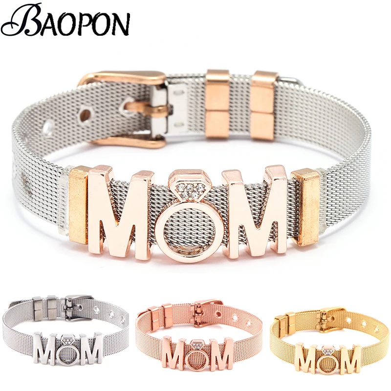 BAOPON Dropshipping Jewelry Globe MOM Slide Charm Keeper Fine Bracelets Hollow Heart Stainless Steel Mesh Bracelets for Women
BAOPON Dropshipping Jewelry Globe MOM Slide Charm Keeper Fine Bracelets Hollow Heart Stainless Steel Mesh Bracelets for Women