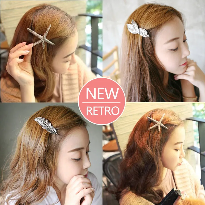 Fashion new vintage feather starfish bangs seaside clip headdress spring clip hairpin hair accessories
Fashion new vintage feather starfish bangs seaside clip headdress spring clip hairpin hair accessories