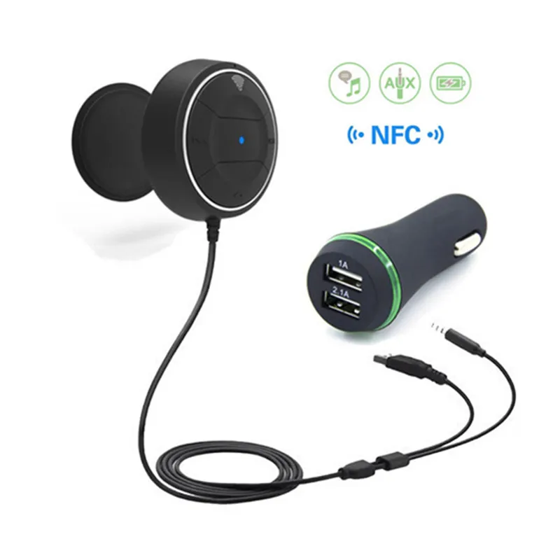 NFC Bluetooth 4.0 Handsfree Car kit Wireless Stereo Audio Receiver Dual USB Charger 3.5mm Audio Transmitter for Car Mp3 Player
NFC Bluetooth 4.0 Handsfree Car kit Wireless Stereo Audio Receiver Dual USB Charger 3.5mm Audio Transmitter for Car Mp3 Player