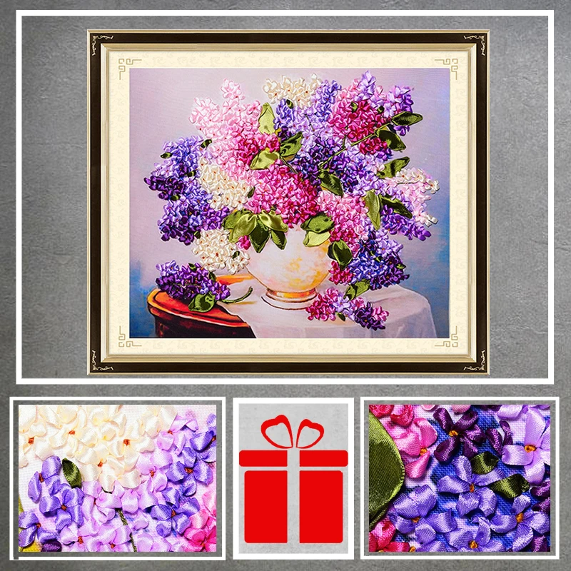 DIY Ribbons Embroidery Flowers Vase Hydrangea Decorative Paintings Needlework Crafts Cross Stitch kit living Room Decor C-0279
DIY Ribbons Embroidery Flowers Vase Hydrangea Decorative Paintings Needlework Crafts Cross Stitch kit living Room Decor C-0279