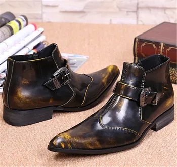 CH.KWOK Bronze Genuine Leather Men Ankle Boots Pointed Toe Autumn Military Boots Wedding Shoes Cowboy Boots Work Booties
CH.KWOK Bronze Genuine Leather Men Ankle Boots Pointed Toe Autumn Military Boots Wedding Shoes Cowboy Boots Work Booties