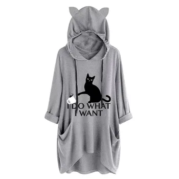2019 Women Casual Hoodies Print Cat Ear Hooded Long Roll Up Sleeve Pocket Irregular Top Blouse Feminine Oversize Sweatshirts
2019 Women Casual Hoodies Print Cat Ear Hooded Long Roll Up Sleeve Pocket Irregular Top Blouse Feminine Oversize Sweatshirts