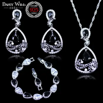 Trendy Attractive Black Pear Water Drop Cubic Zirconia Crystal 925 Sterling Silver Jewelry Set For Women Bracelets Sets
Trendy Attractive Black Pear Water Drop Cubic Zirconia Crystal 925 Sterling Silver Jewelry Set For Women Bracelets Sets