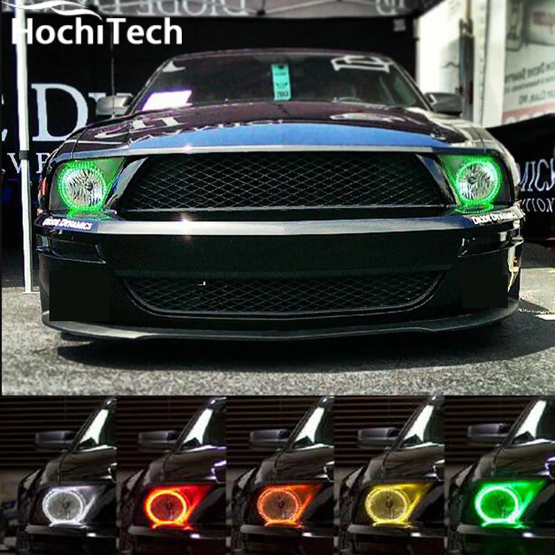 Для Ford Mustang RGB светодиодные фары halo angel eyes kit Аксессуары для автостайлинга 2005 2006 2007