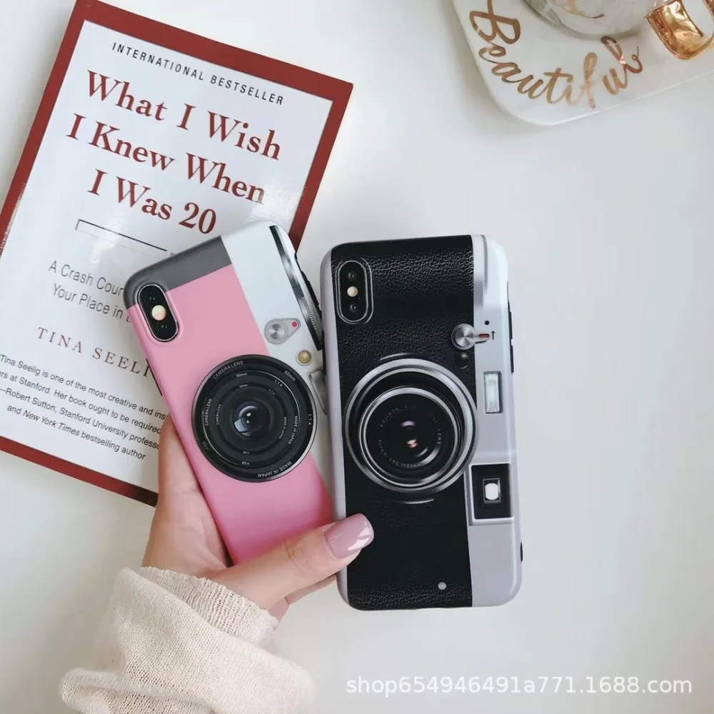 Cuptakes Luxury Matte IMD Soft Silicone Case for Apple iPhone 7 8 X 6 6S Plus Cover Cute Camera DLSR Kickstand Super Protector |