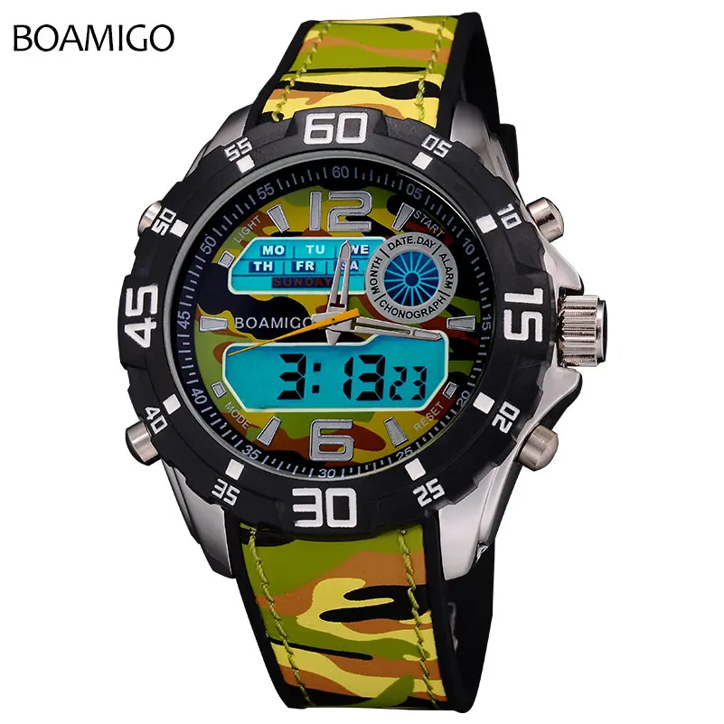 Camouflage Men Military Army Sports Watches Quartz Digital LED Watches swim waterproof BOAMIGO Brand rubber Gift wristwatches
Camouflage Men Military Army Sports Watches Quartz Digital LED Watches swim waterproof BOAMIGO Brand rubber Gift wristwatches