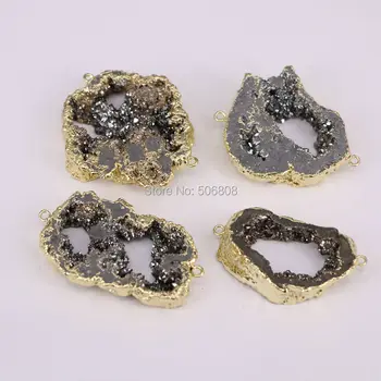 4PCS ZYZ-C5910 Titanium Gray color geode quartz stone beads, gems Stone charm beads, gold color jewelry connector beads
4PCS ZYZ-C5910 Titanium Gray color geode quartz stone beads, gems Stone charm beads, gold color jewelry connector beads