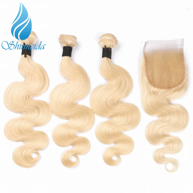 Shumeida Brazilian Remy Hair Blonde Body Wave Hair Bundles With Closure 100% Human 613 Hair Weft 4*4 Top Lace Closure Baby Hair
Shumeida Brazilian Remy Hair Blonde Body Wave Hair Bundles With Closure 100% Human 613 Hair Weft 4*4 Top Lace Closure Baby Hair