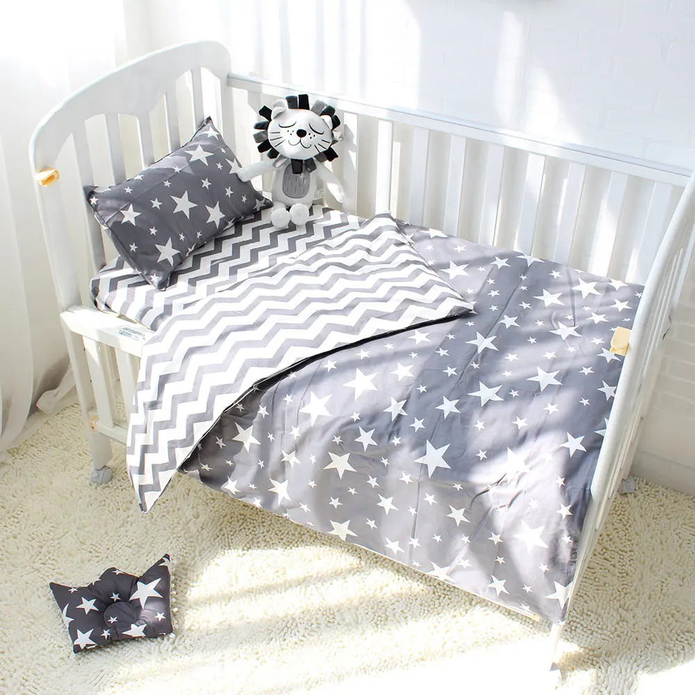 5Pcs Baby Bedding Set For Crib Newborn Baby Bed Linens For Girl Boy Detachable Cot Sheet Quilt Pillow Including The Filling 3