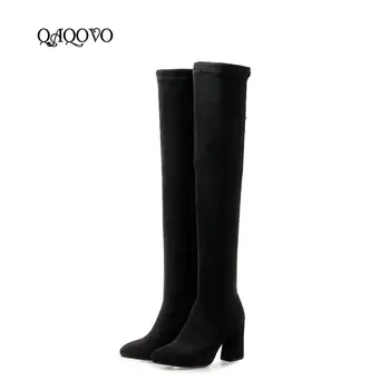 Women's Shoes Over the Knee Boots Flock Leather High Heels Thigh Boots Fashion Pointed Toe Slip On Autumn Winter Shoes Woman
Women's Shoes Over the Knee Boots Flock Leather High Heels Thigh Boots Fashion Pointed Toe Slip On Autumn Winter Shoes Woman