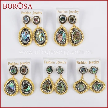BOROSA 5Pairs Different Shape Metal Gold Dangle Earrings pave Abalone Shell Crystal Zircons Drop Earrings for Women Gifts JAB876
BOROSA 5Pairs Different Shape Metal Gold Dangle Earrings pave Abalone Shell Crystal Zircons Drop Earrings for Women Gifts JAB876
