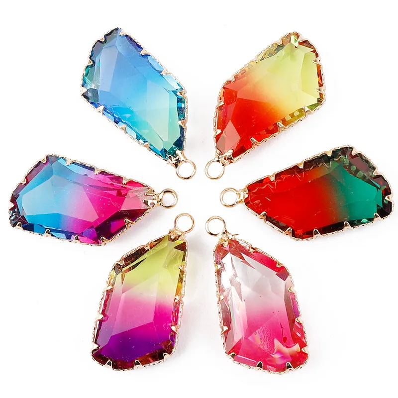 16x25mm Copper Alloy Glass Crystal Charms Colorful Creative Geometric Pendant for Necklace Earring DIY Jewelry Findings Making
16x25mm Copper Alloy Glass Crystal Charms Colorful Creative Geometric Pendant for Necklace Earring DIY Jewelry Findings Making
