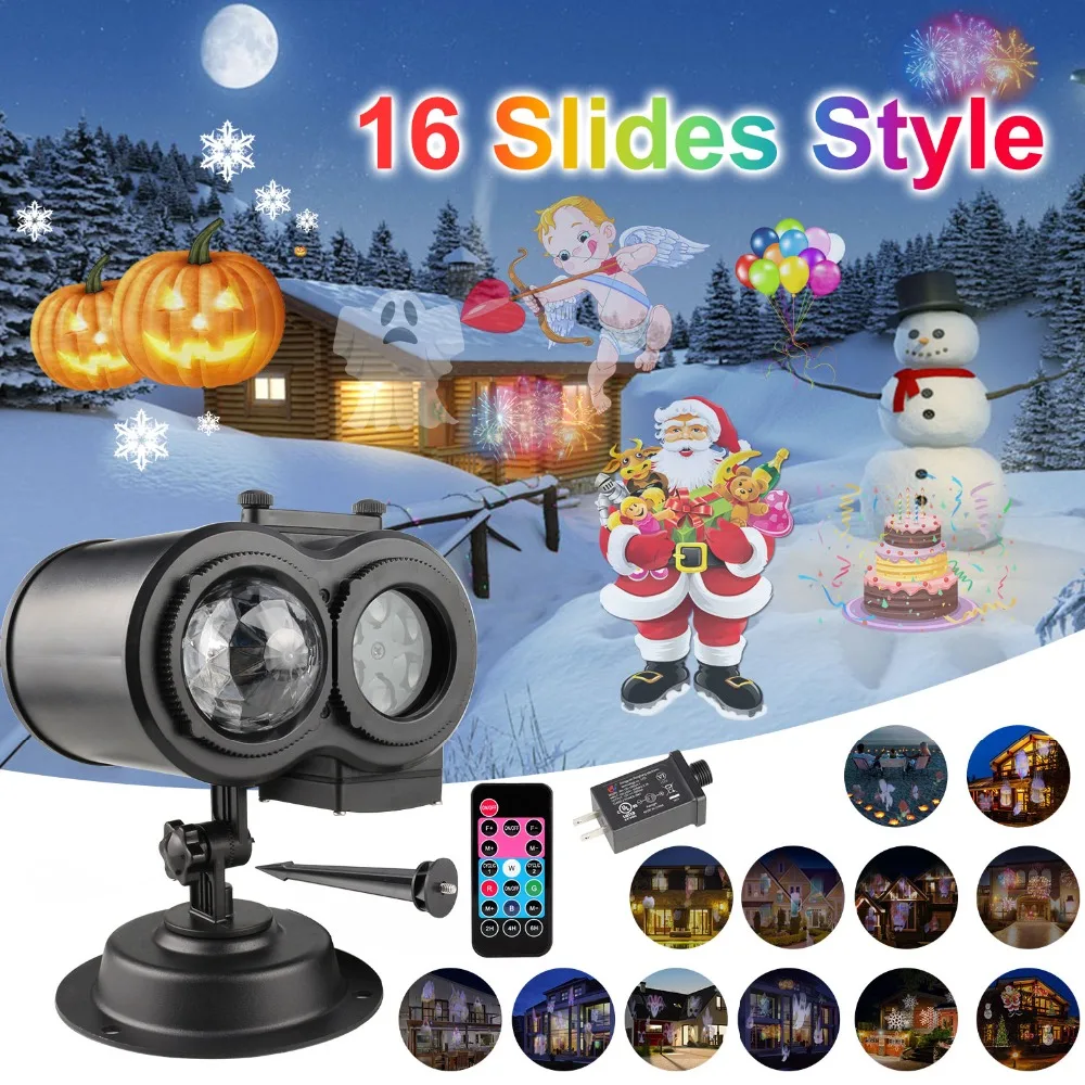 2 in1 Laser Lights RGB Projector Moving Head 16 Pattern Christmas Laser Projector RGB Light LED Stage Lamp Remote Control Disco
2 in1 Laser Lights RGB Projector Moving Head 16 Pattern Christmas Laser Projector RGB Light LED Stage Lamp Remote Control Disco