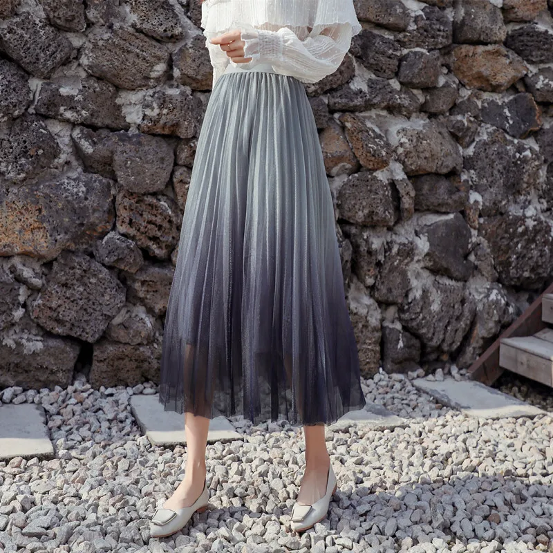 Gradient Print Tulle Mesh Skirts For Women 2019 Summer Fashion Casual Streetwear Elastic Waist Tulle Maxi Pleated Skirts Female
Gradient Print Tulle Mesh Skirts For Women 2019 Summer Fashion Casual Streetwear Elastic Waist Tulle Maxi Pleated Skirts Female