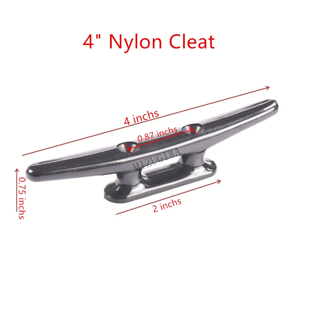 Nylon-Cleat-4-Black-Open-Base-Boat-Cleat-Dock-2-Holes-Flat-Top-Durable-Marine-Mooring