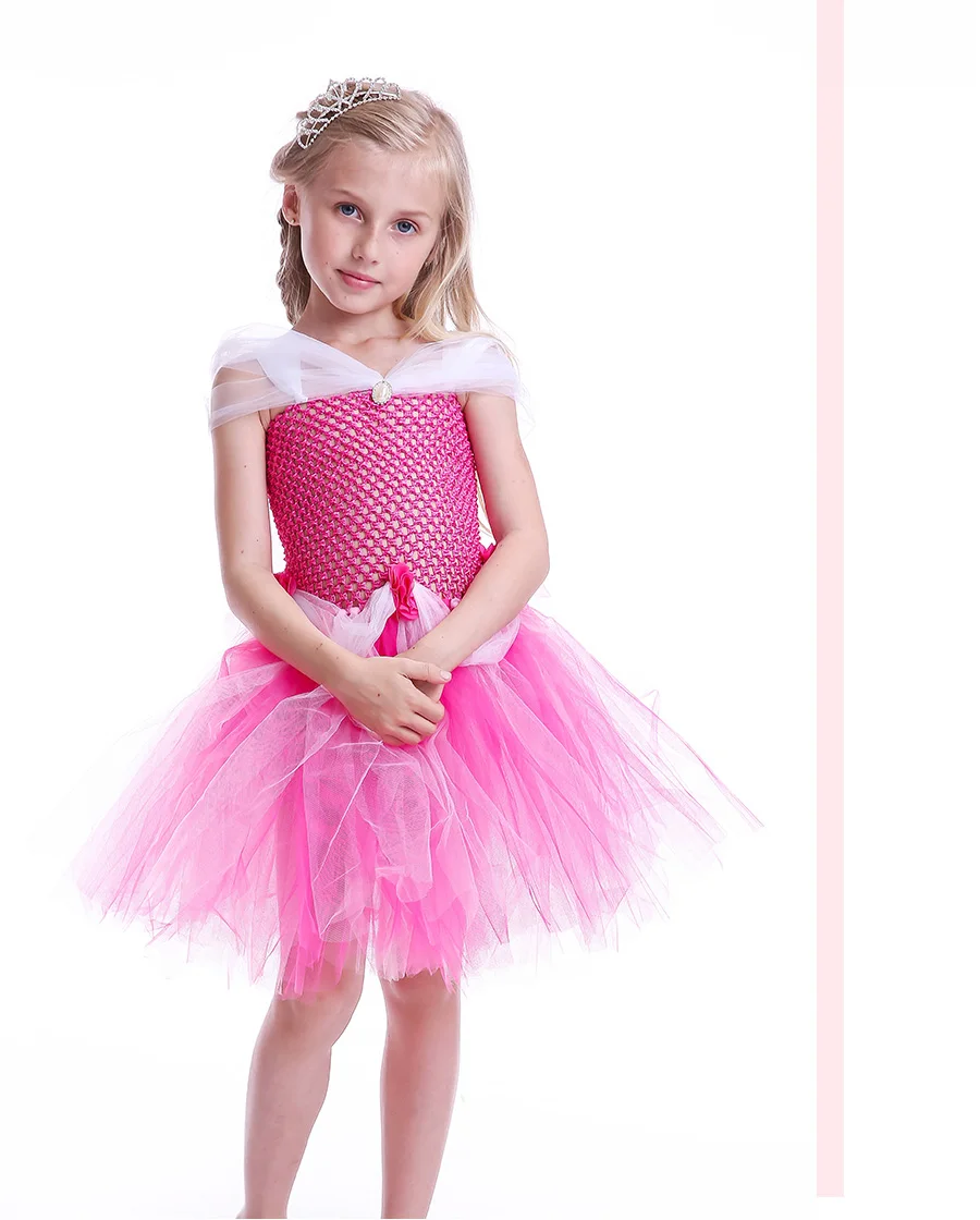Princess Girls Sleeping Beauty Tulle Tutu Dress Children Fancy Cosplay Aurora Clothes Kids Halloween Birthday Party (7)