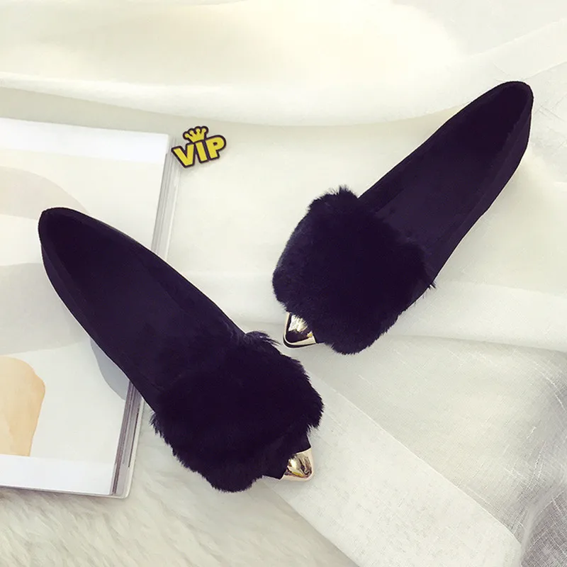 Hairy shoes female Korean version of the pointed flat shoes and velvet cotton wild rabbit fur warm cotton scoop shoes
Hairy shoes female Korean version of the pointed flat shoes and velvet cotton wild rabbit fur warm cotton scoop shoes