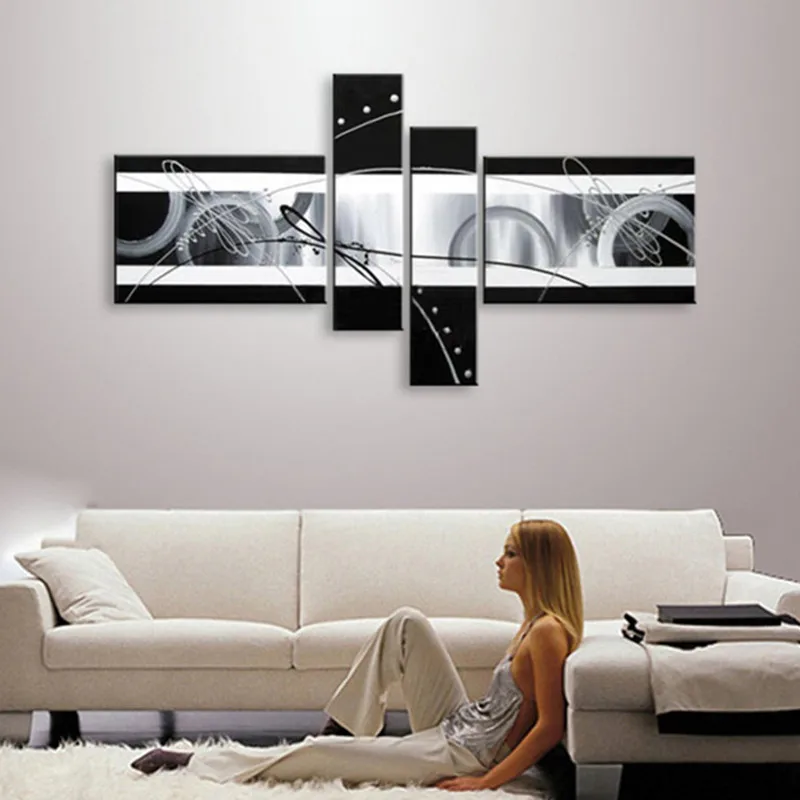 Modern Handpainted Abstract Acrylic Paintings Home Decor Wall Art White Black Graffiti Line Oil Painting 4 Panel Canvas Pictures
Modern Handpainted Abstract Acrylic Paintings Home Decor Wall Art White Black Graffiti Line Oil Painting 4 Panel Canvas Pictures