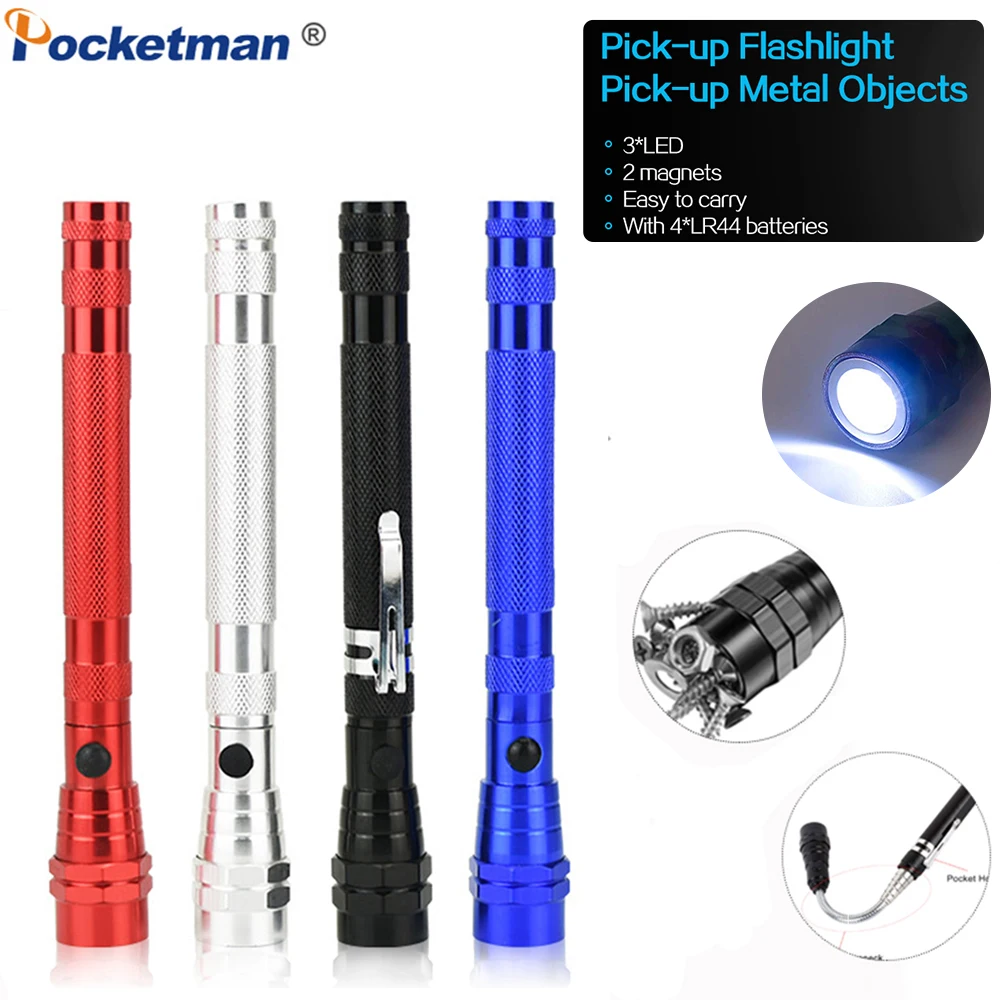 LED Portable Flashlight Magnetic Telescopic Flexible Torch with 3 LED Lamps Work Tool Lamp Multifunction Light Mini Flashlight
LED Portable Flashlight Magnetic Telescopic Flexible Torch with 3 LED Lamps Work Tool Lamp Multifunction Light Mini Flashlight