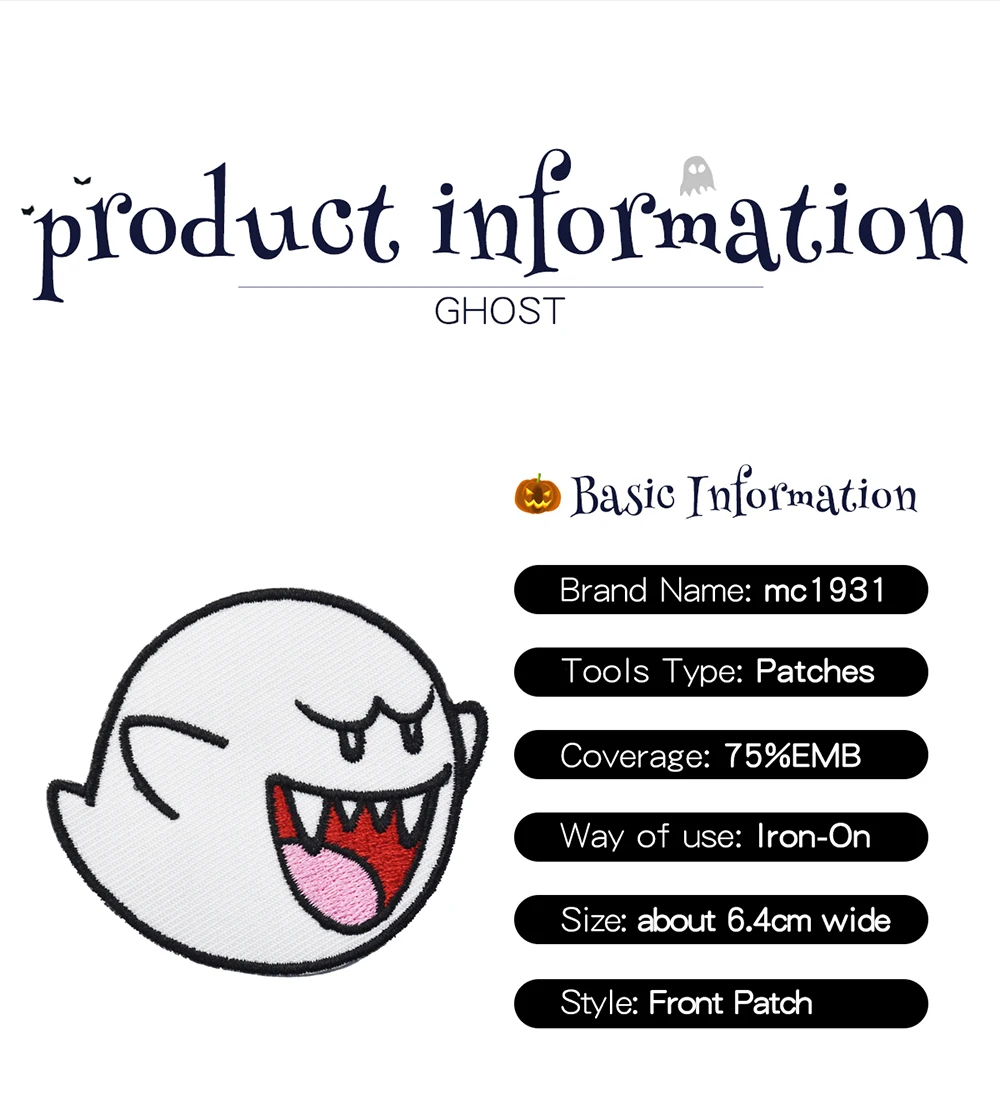 NEW ARRIVAL GHOST BOO SUPER MARIO GAME EMBROIDERED PATCH IRON ON SEW ON CLOTHING CARTOON EMBROIDERY PATCH BADGE FREE SHIPPING (1)