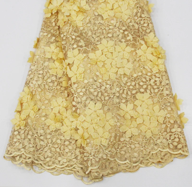 2019 High Quality Soft yellow French Net Lace Fabric 3D Flower Wholesale African Tulle Mesh Lace With Beads For Party Dress
2019 High Quality Soft yellow French Net Lace Fabric 3D Flower Wholesale African Tulle Mesh Lace With Beads For Party Dress