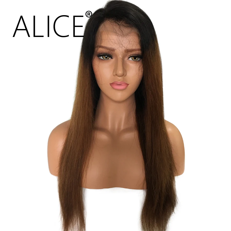 ALICE Hair 150 Density Ombre Color Lace Front Human Hair Wigs With Baby Hair (1)