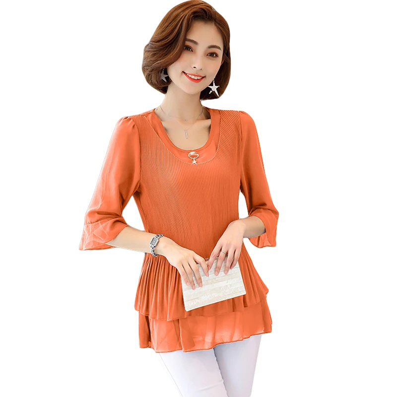 New Arrival 2018 Fashion Spring Summer Korean Slim Pleated Chiffon Shirt Female Half Flare Sleeved Plus Size L-5XL Blouse CM2069
New Arrival 2018 Fashion Spring Summer Korean Slim Pleated Chiffon Shirt Female Half Flare Sleeved Plus Size L-5XL Blouse CM2069