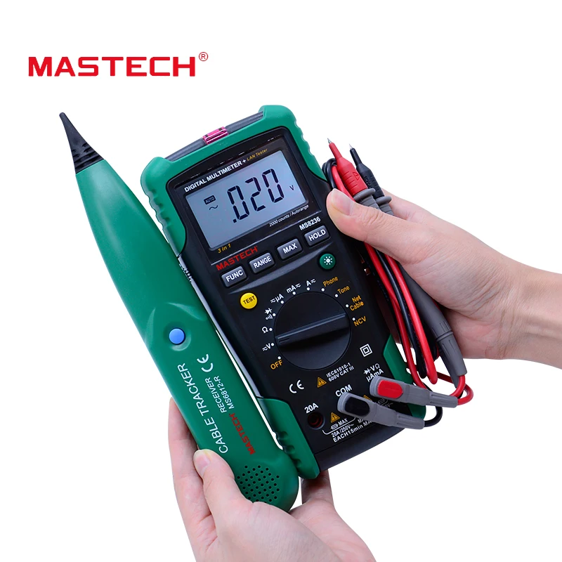

MASTECH MS8236 Auto Range Digital Multimeter LAN Tester Net Cable Tracker Tone Telephone line Check Non-contact Voltage Detector