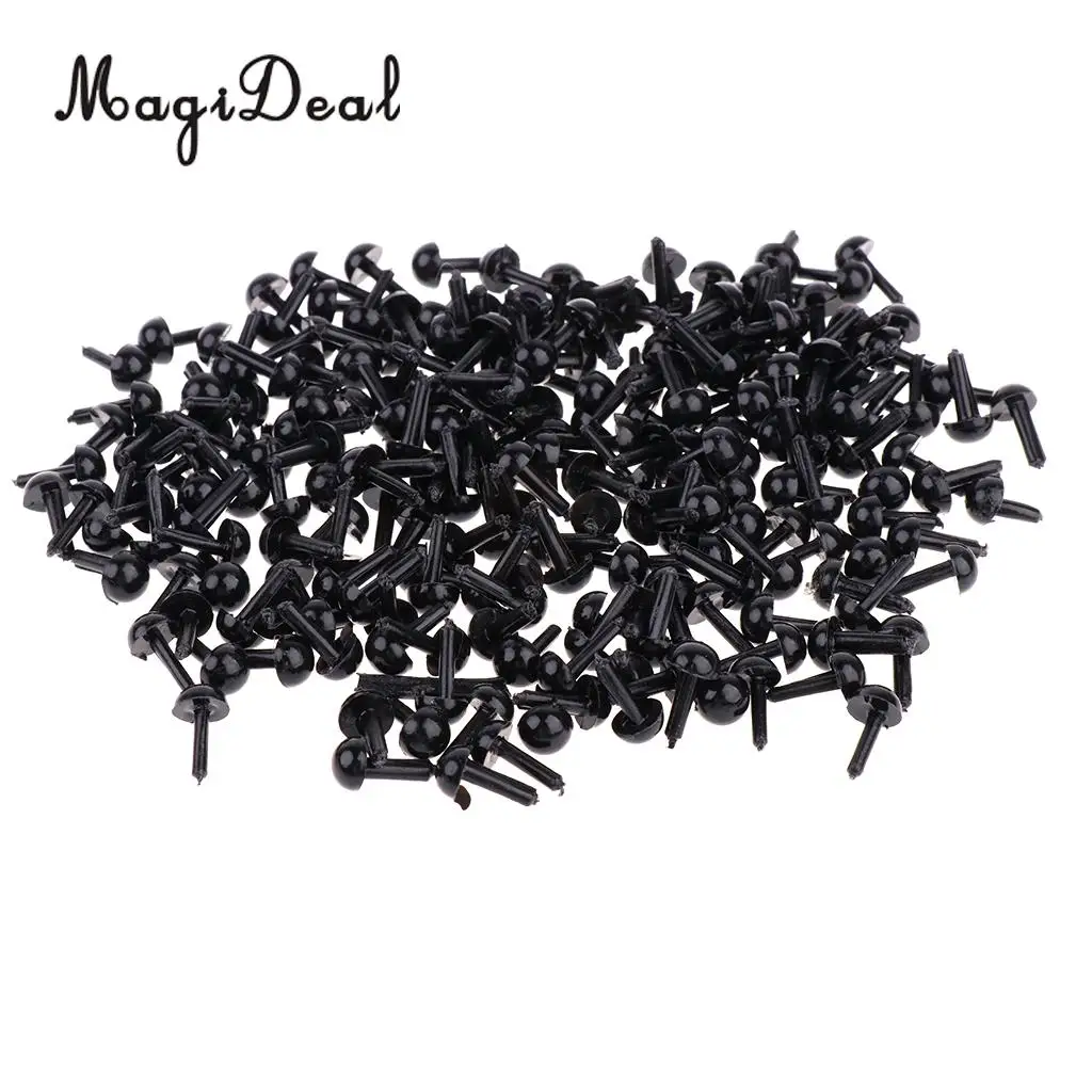 200 Pieces Black Plastic Safety Eyes for Teddy Bear Doll Plush Animal Toys Card Making Home Decor Crafts