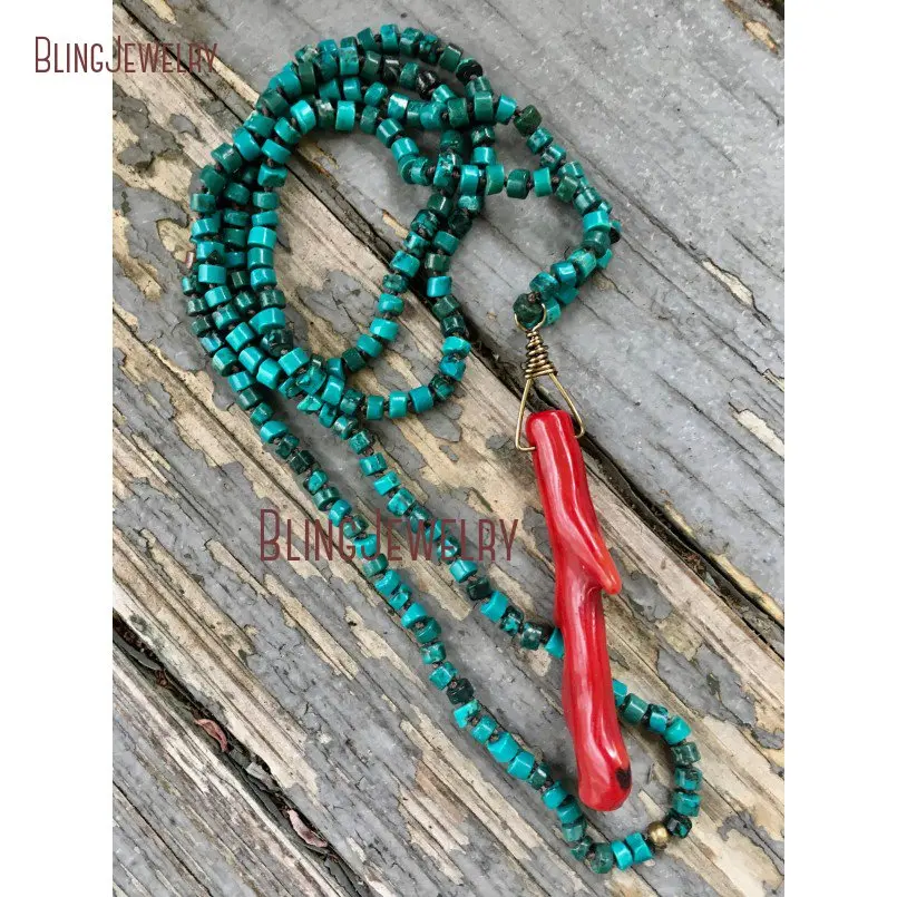 20190306-PM23951-summer fun turquoise heishi with coral branch pendant hand knotted_5