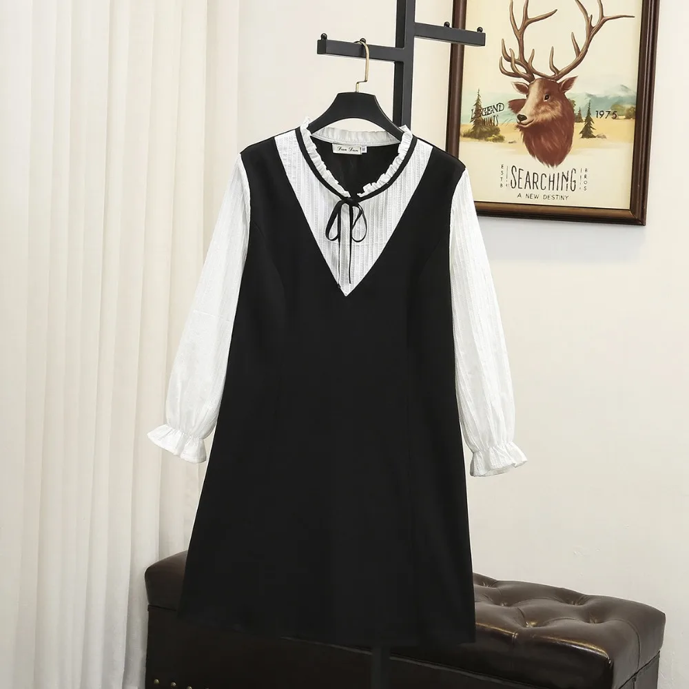 Ubetoku 2018 Autumn Winter women patchwork dress ladies long sleeve dresses cute bow 3XL plus size women fake two-piece clothing
Ubetoku 2018 Autumn Winter women patchwork dress ladies long sleeve dresses cute bow 3XL plus size women fake two-piece clothing
