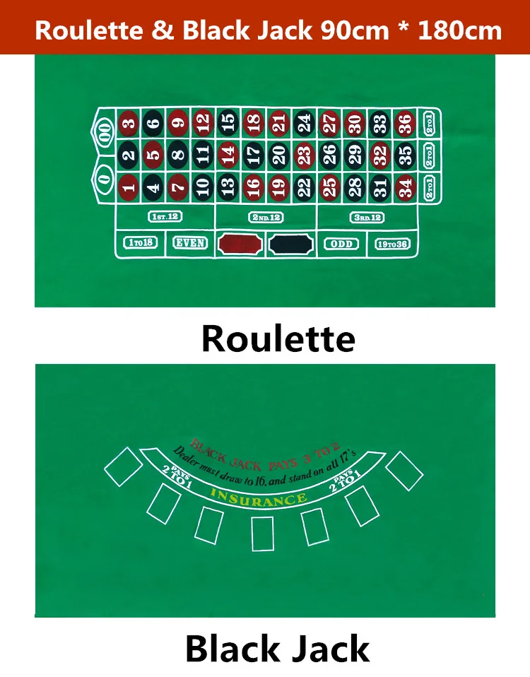 Two Zero Double Side Green color Roulette and Black Jack gaming tablecloth 90cm*180cm | Спорт и развлечения