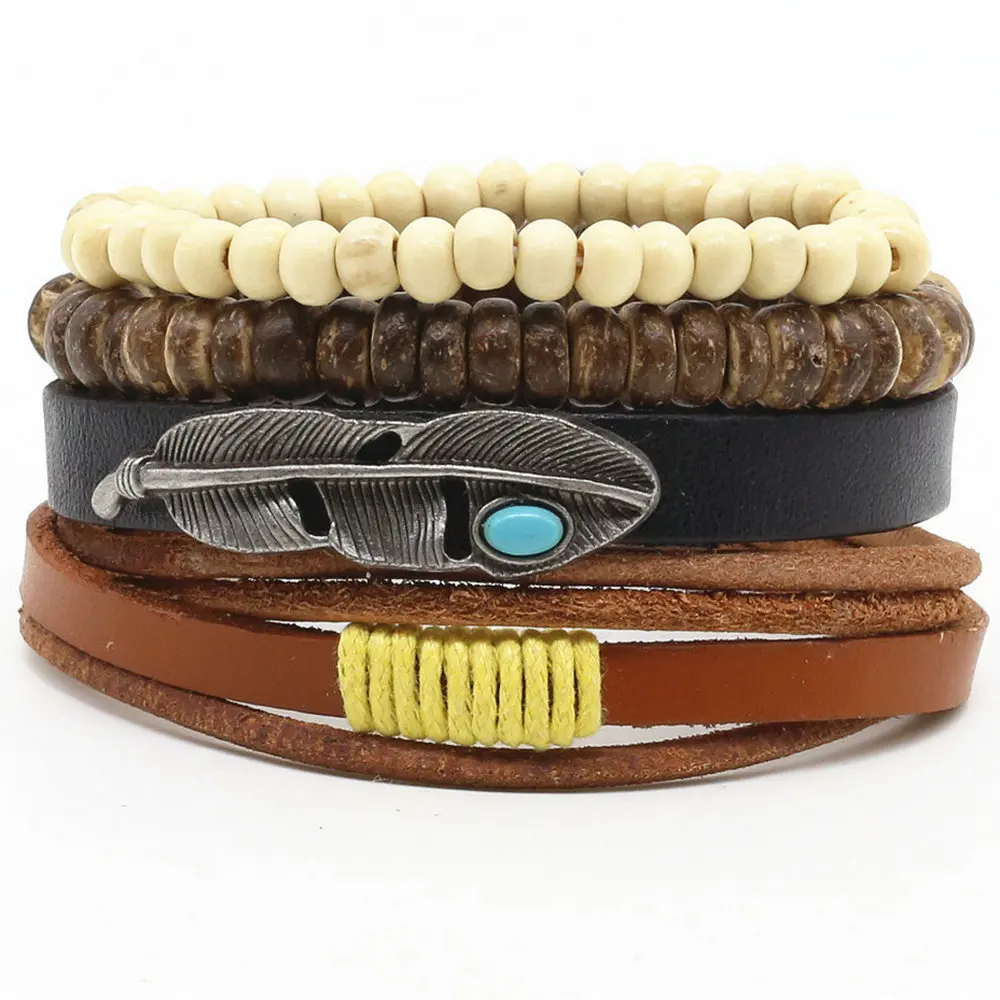 New Fashion Handmade Weave Vintage Punk Cuff Genuine Bead Anchor Feather Charm Leather Men Bracelets For Women Female Jewelry
New Fashion Handmade Weave Vintage Punk Cuff Genuine Bead Anchor Feather Charm Leather Men Bracelets For Women Female Jewelry