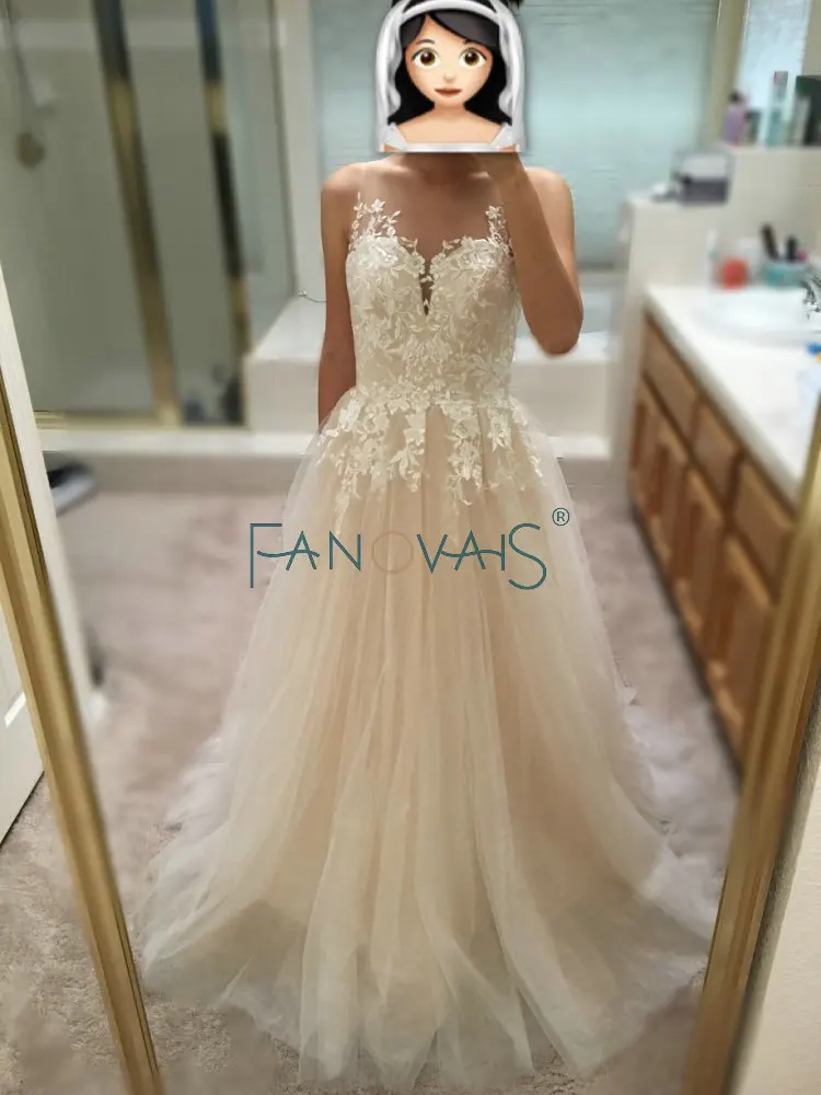 Champagne Lace Wedding Dress