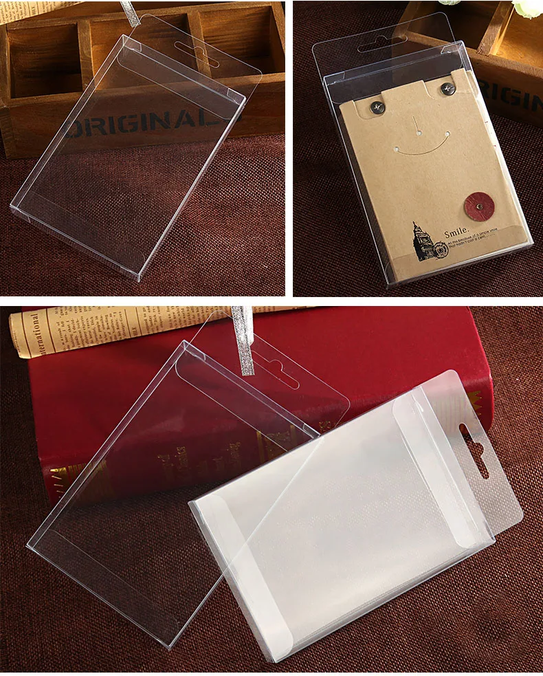 

50pcs 1.5*10*15cm clear plastic pvc hook box packing boxes for gift/chocolate/candy/cosmetic/crafts square transparent pvc Box