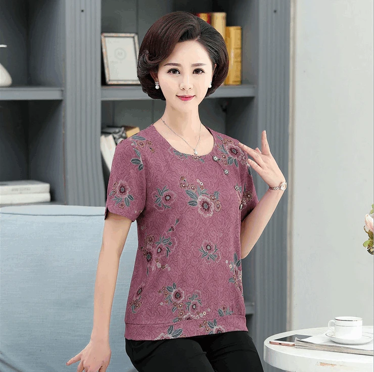 middle age 5xl women short sleeve top 2019 summer new plus size loose mother printed basic tshirt femme tee shirt
middle age 5xl women short sleeve top 2019 summer new plus size loose mother printed basic tshirt femme tee shirt