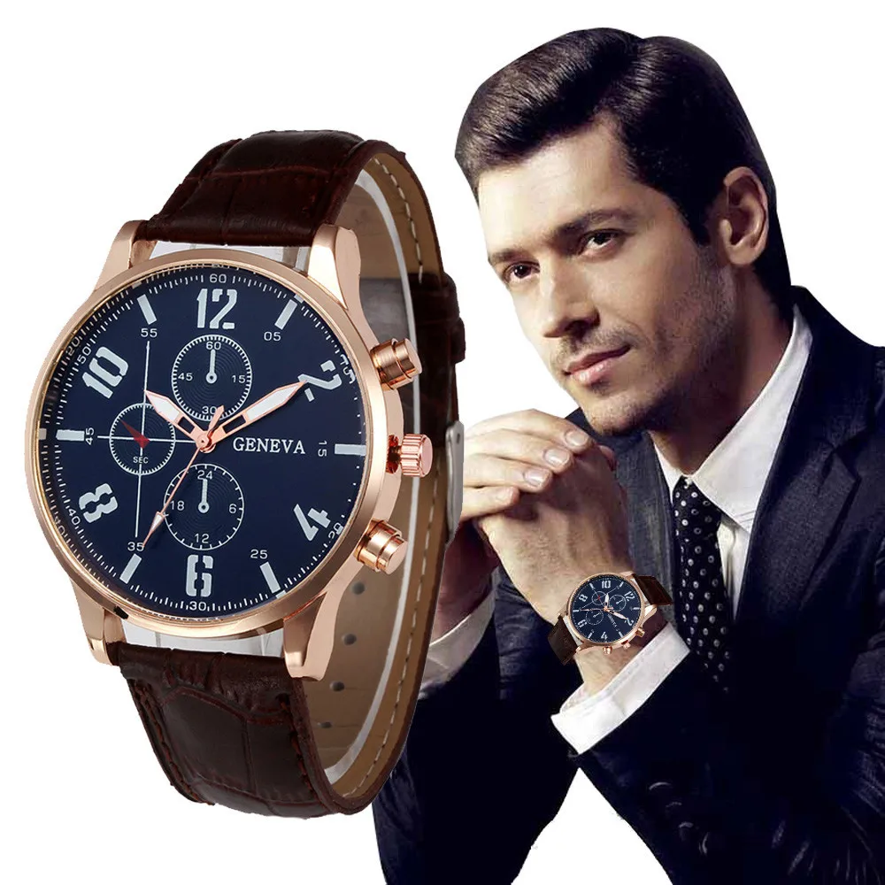Fashion Brand Geneva Mens Watches Retro Design Leather Band Analog Quartz Women's Wrist Watch Clock montre homme 2018 Wholesale
Fashion Brand Geneva Mens Watches Retro Design Leather Band Analog Quartz Women's Wrist Watch Clock montre homme 2018 Wholesale