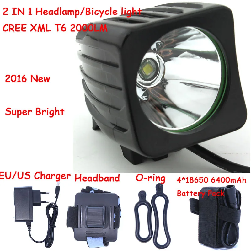 2in1 Outdoor Cycling 2000LM Bike Light XM-L T6 LED HeadLight Head Lamp Headlamp+Battery&Charger | Освещение