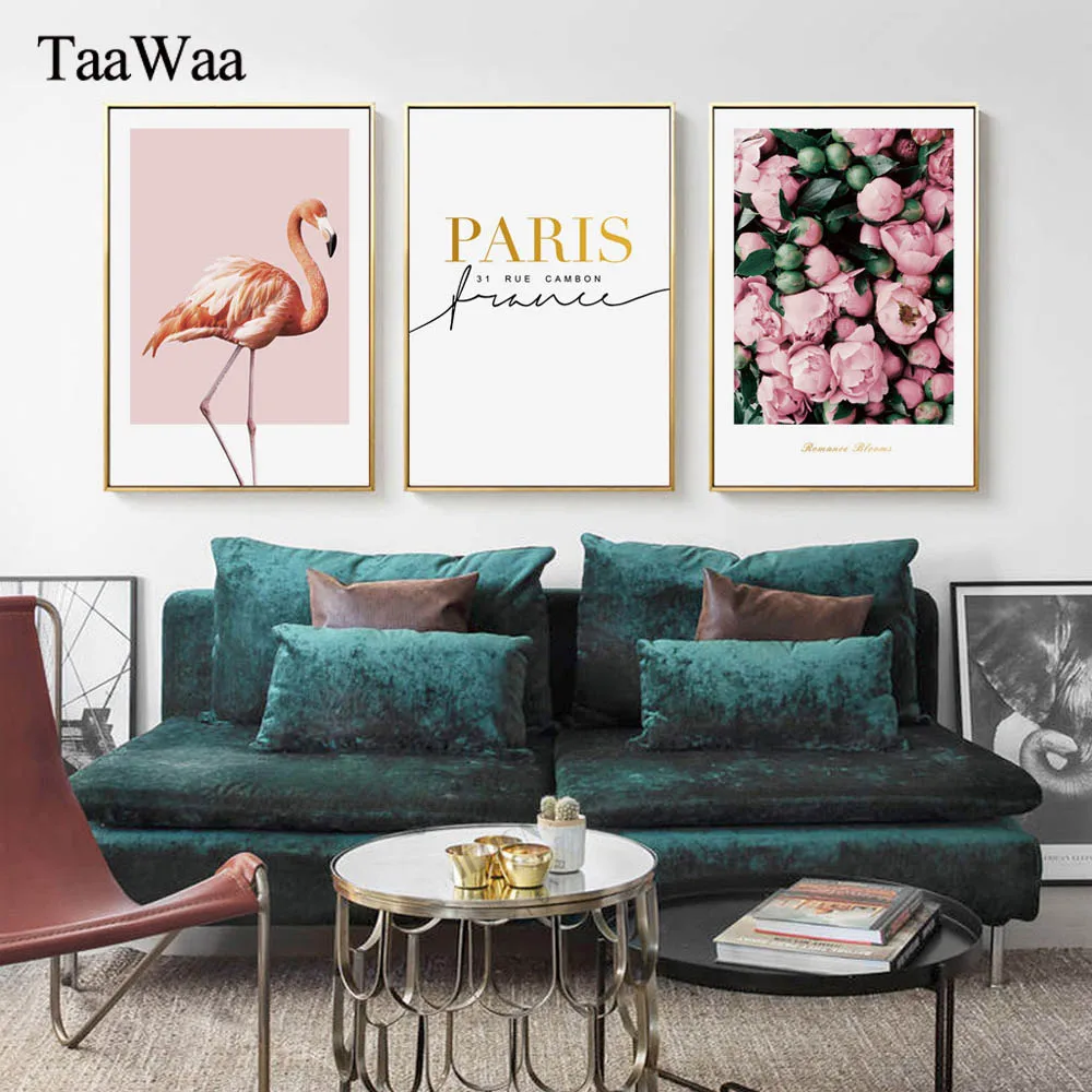TAAWAA Pink Flamingo and Flowers Poster PARIS Letter Quote Decoration Painting Wall Art Canvas Print Nordic Bedroom Decor
TAAWAA Pink Flamingo and Flowers Poster PARIS Letter Quote Decoration Painting Wall Art Canvas Print Nordic Bedroom Decor