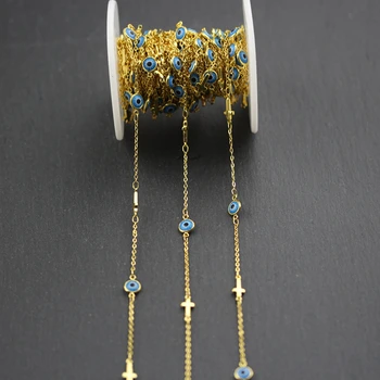Smooth Blue Evil Eye Enamel Beads Chains,Flat Round Coin Beaded,Wire Wrapped Golden Plated Rosary Cross Links Necklace,6mm
Smooth Blue Evil Eye Enamel Beads Chains,Flat Round Coin Beaded,Wire Wrapped Golden Plated Rosary Cross Links Necklace,6mm