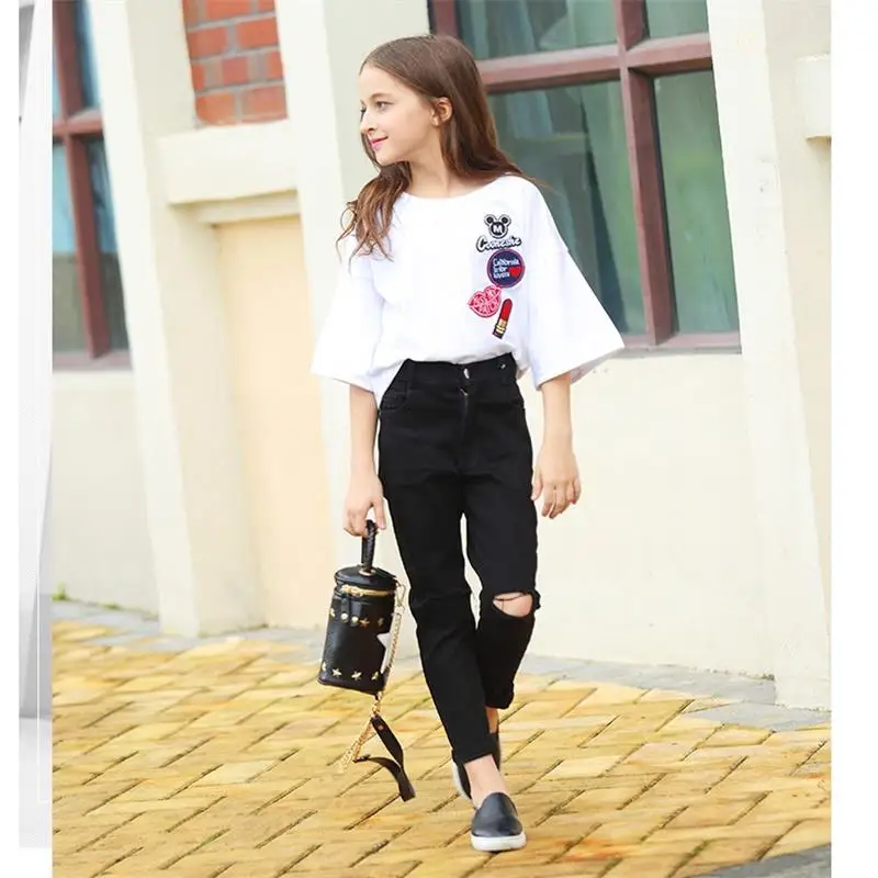 Girls Clothes Sets Summer new Kids Clothes Girls Sets Teens T-Shirt with Denim Pants 2pcs Clothing Set Age 8 10 12 15 Years old
Girls Clothes Sets Summer new Kids Clothes Girls Sets Teens T-Shirt with Denim Pants 2pcs Clothing Set Age 8 10 12 15 Years old