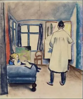 High quality Oil painting Canvas Reproductions Franz Marc and Maria in the studio (1912) By August Macke hand painted
High quality Oil painting Canvas Reproductions Franz Marc and Maria in the studio (1912) By August Macke hand painted