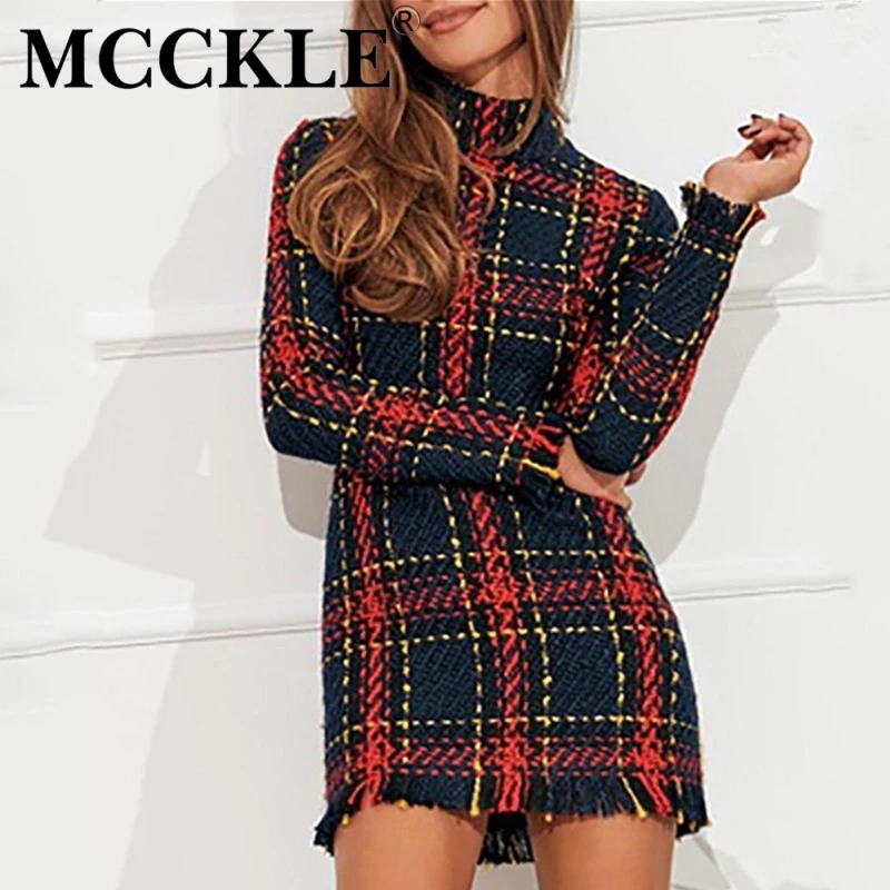 MCCKLE New Fashion Winter Women Dress Plaid Printed Long Sleeve Slim Skinny Sexy Mini Dress Ladies Bodycon Vintage Vestidos
MCCKLE New Fashion Winter Women Dress Plaid Printed Long Sleeve Slim Skinny Sexy Mini Dress Ladies Bodycon Vintage Vestidos