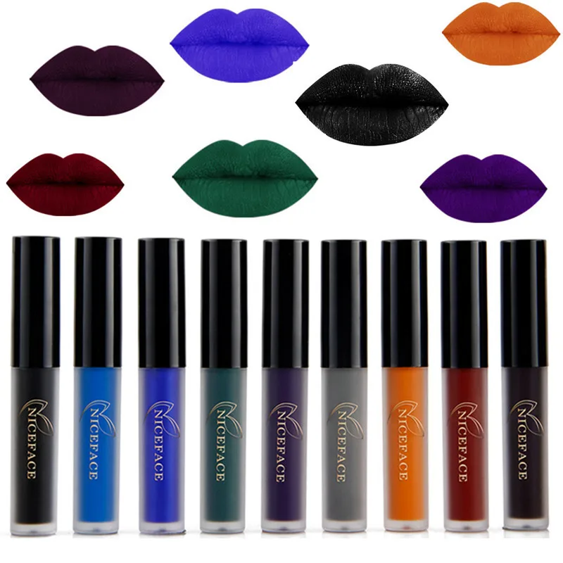9 Color Liquid Lipstick Waterproof Long Lasting Cosmetic Black Blue Purple Green Matte Make Up Lip Gloss Nude Lipstick Halloween
9 Color Liquid Lipstick Waterproof Long Lasting Cosmetic Black Blue Purple Green Matte Make Up Lip Gloss Nude Lipstick Halloween