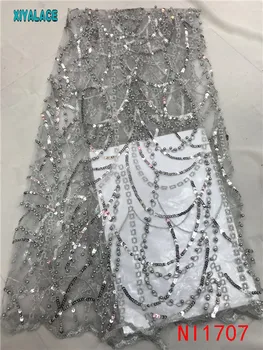 Gray lace fabric high quality 2019 african french tulle lace fabric with sequins embroidery nigerian party for african NI1707
Gray lace fabric high quality 2019 african french tulle lace fabric with sequins embroidery nigerian party for african NI1707