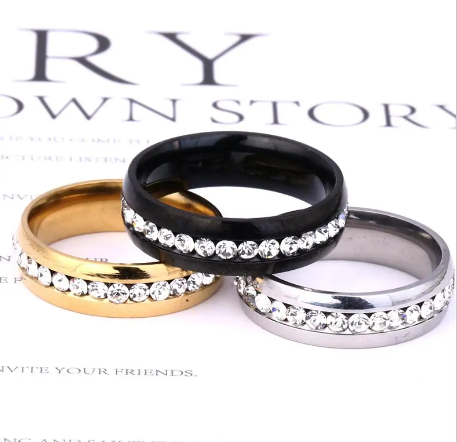 New Stainless steel ring single row round rhinestone ring fashion for women men's wedding gifts Free shipping
New Stainless steel ring single row round rhinestone ring fashion for women men's wedding gifts Free shipping