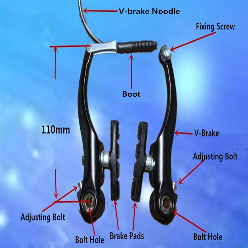Linear Pull V Brakes Front Rear Caliper Tool Set Noodle Boot Bolts Pads for MTB BMX Folding Road Mountain Bicycle Bikes Linear Pull V Brakes Front Rear Caliper Tool Set Noodle Boot Bolts Pads for MTB BMX Folding Road Mountain Bicycle Bikes